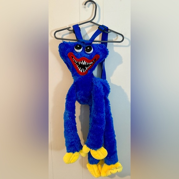 20" Huggy Wuggy Backpack Poppy Playtime Backpack Kids Stuffed Toy Bag (Blue) - Picture 3 of 9